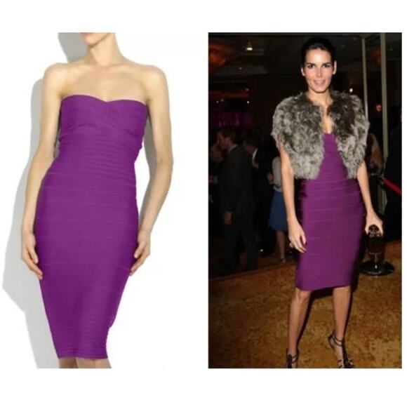 Strapless Herve Leger Bodycon size XS, Style HLTD6253 Magenta